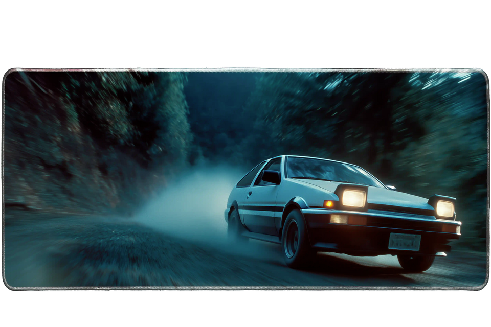 Toyota AE86 drift scene desk mat, 90x40cm stitched edge, non-slip – Print My Pad