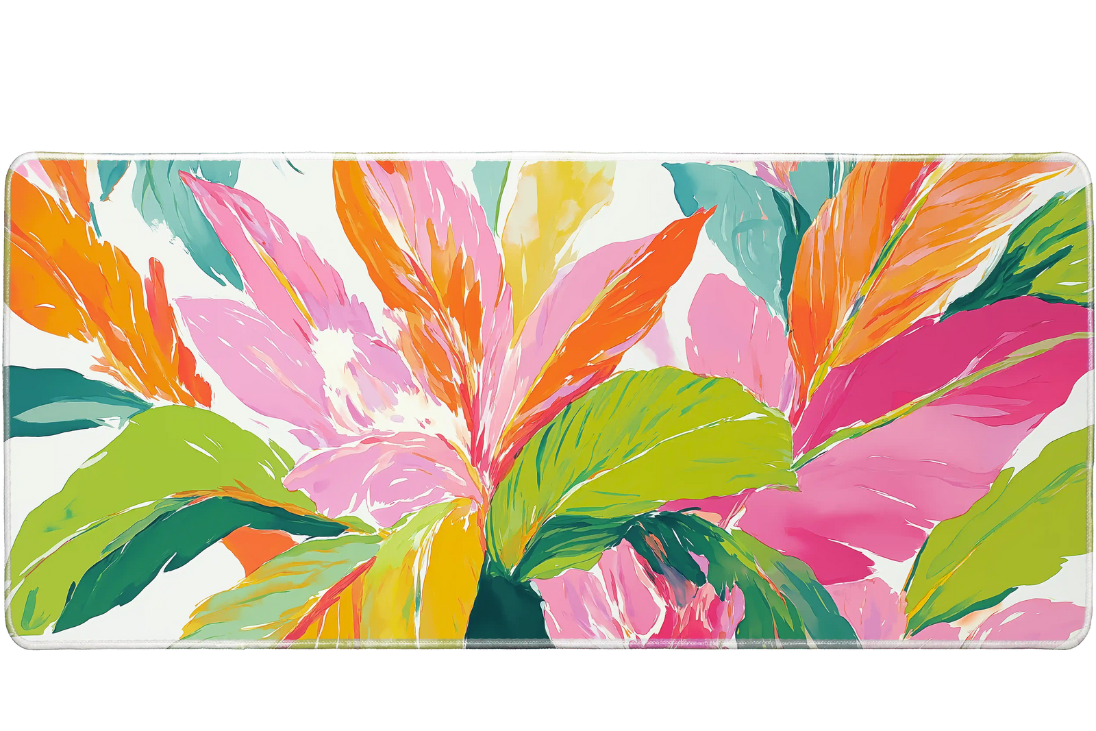 Floral 90x40cm custom desk mat, non-slip rubber base – Print My Pad
