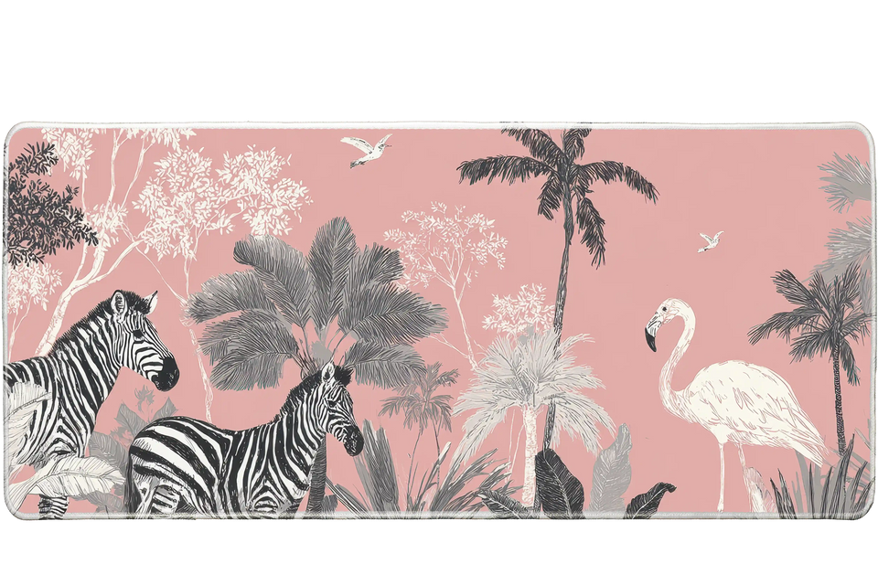 Animals 36x16in custom desk mat, stitched edge – Print My Pad