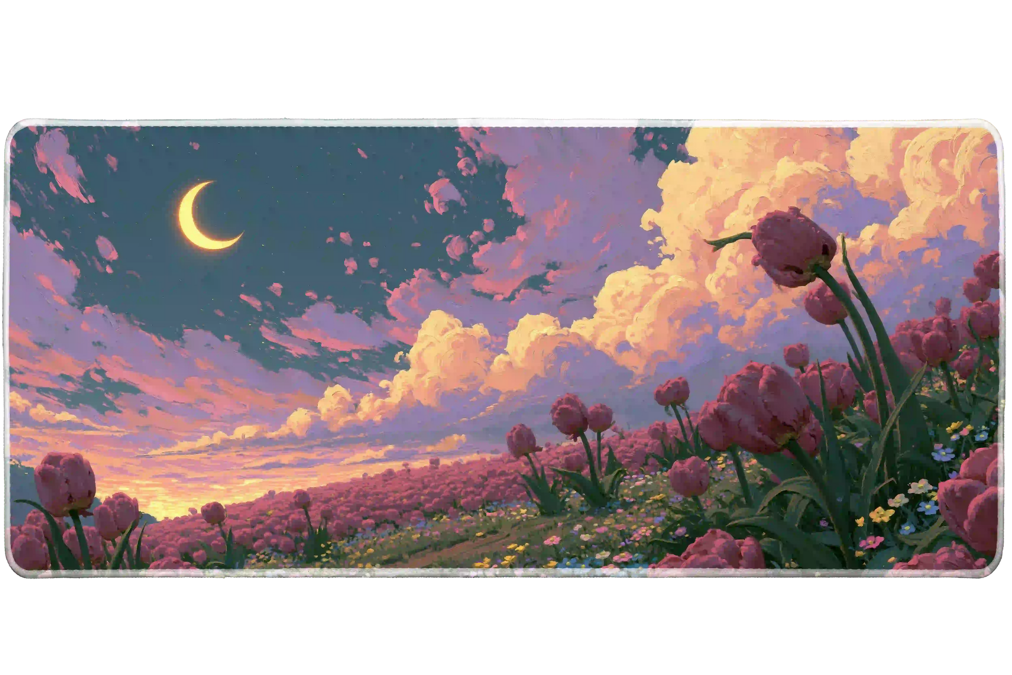 Landscape 36x16in custom desk mat, stitched edge – Print My Pad