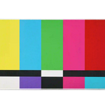 Retro TV Color Bars desk mat product view highlighting bold analog broadcast test bars
