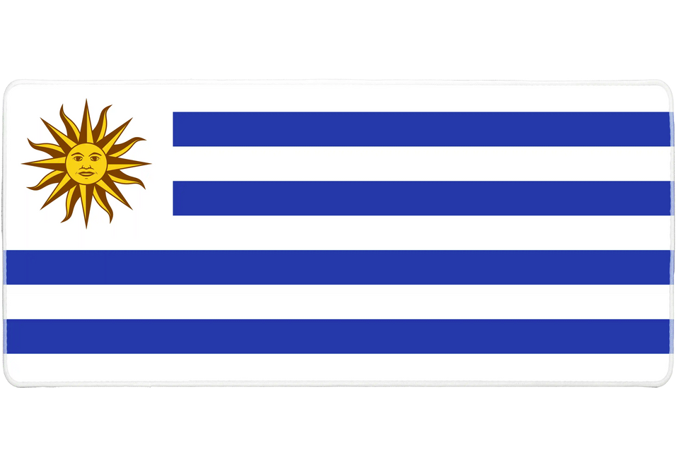 Country 36x16in custom mouse mat, stitched edge Uruguay flag – PrintMyPad