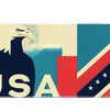 Pattern 36x16in custom mouse pad featuring bold USA eagle and flag-inspired geometric design, stitched edge – PrintMyPad