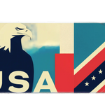 Pattern 36x16in custom mouse pad featuring bold USA eagle and flag-inspired geometric design, stitched edge – PrintMyPad