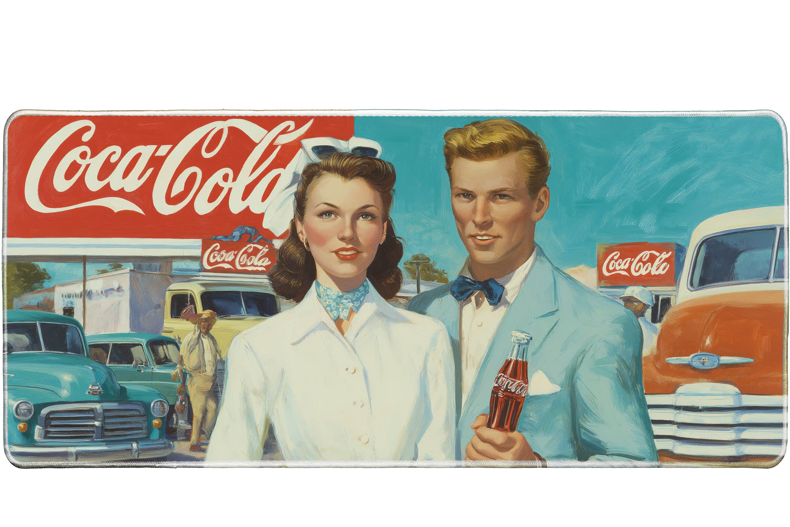 Retro 90x40cm custom desk mat, stitched edge – Print My Pad