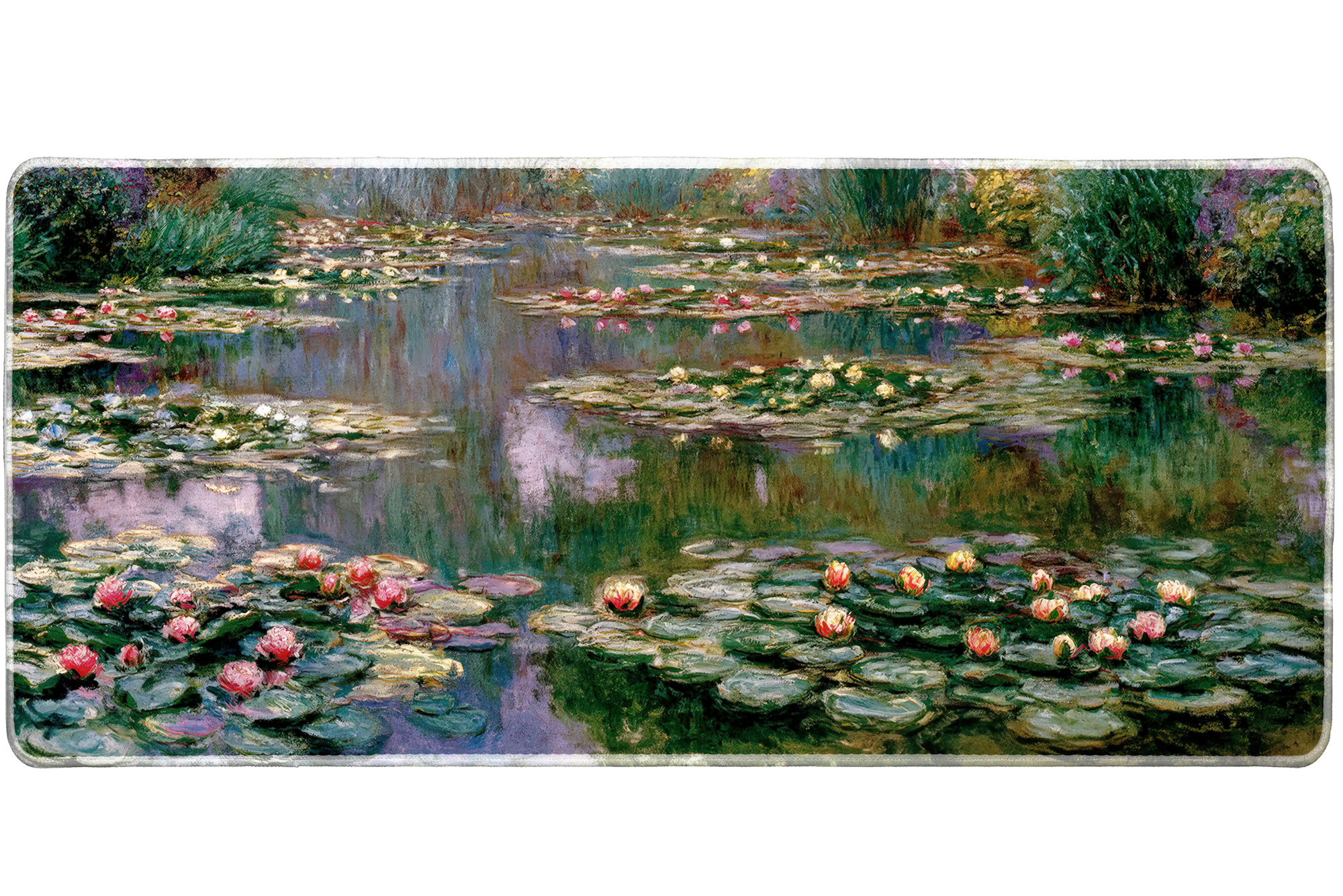 Water Lily Pond Impressionist desk mat artwork in a wide product view