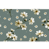 White Daisy Floral Desk Mat | Sage Botanical Mouse Pad artwork on an extended desk mat with white daisy floral artwork on sage green