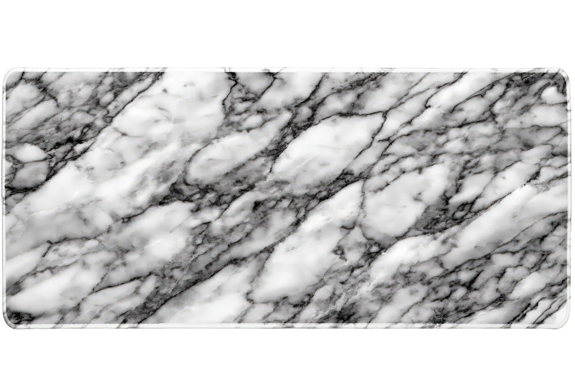 White Marble desk mat artwork in a wide product view