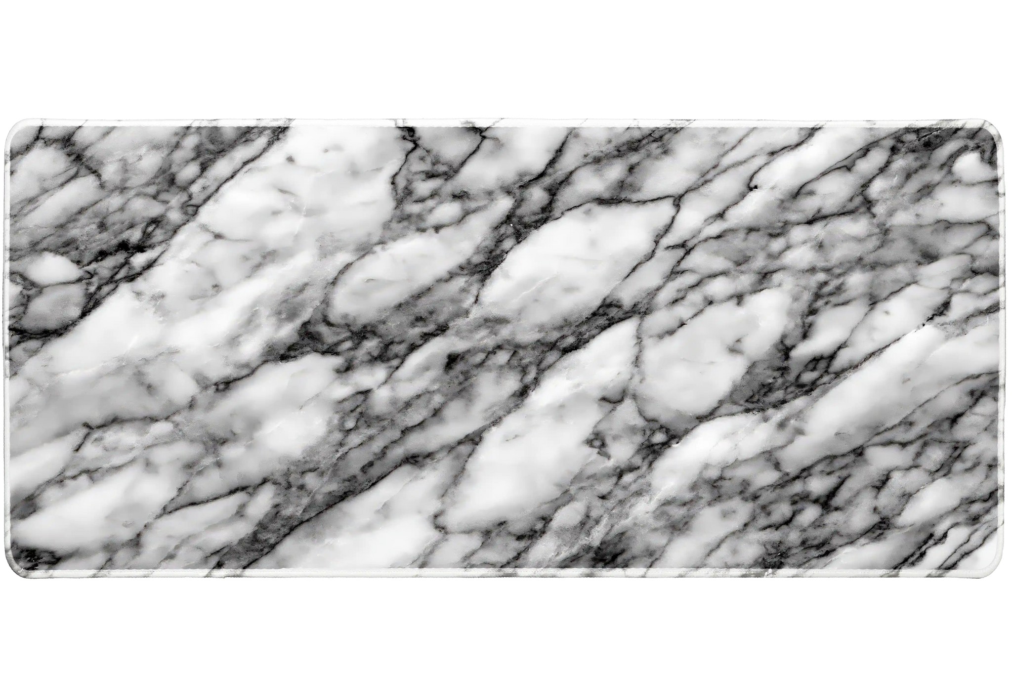 White Marble desk mat artwork in a wide product view