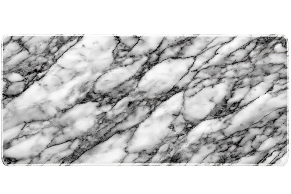 White Marble – Minimalist Stone Pattern desk mat and mouse pad by PrintMyPad