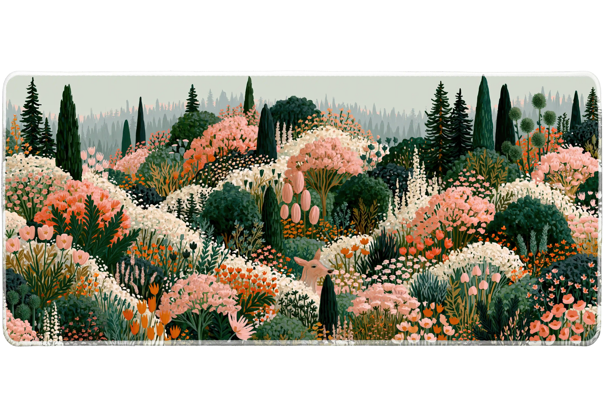 Wildflower Garden Landscape desk mat artwork in a wide product view