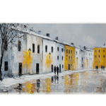 Landscape 900x400mm custom desk mat featuring snowy street scene with warm lights, washable surface – Print My Pad