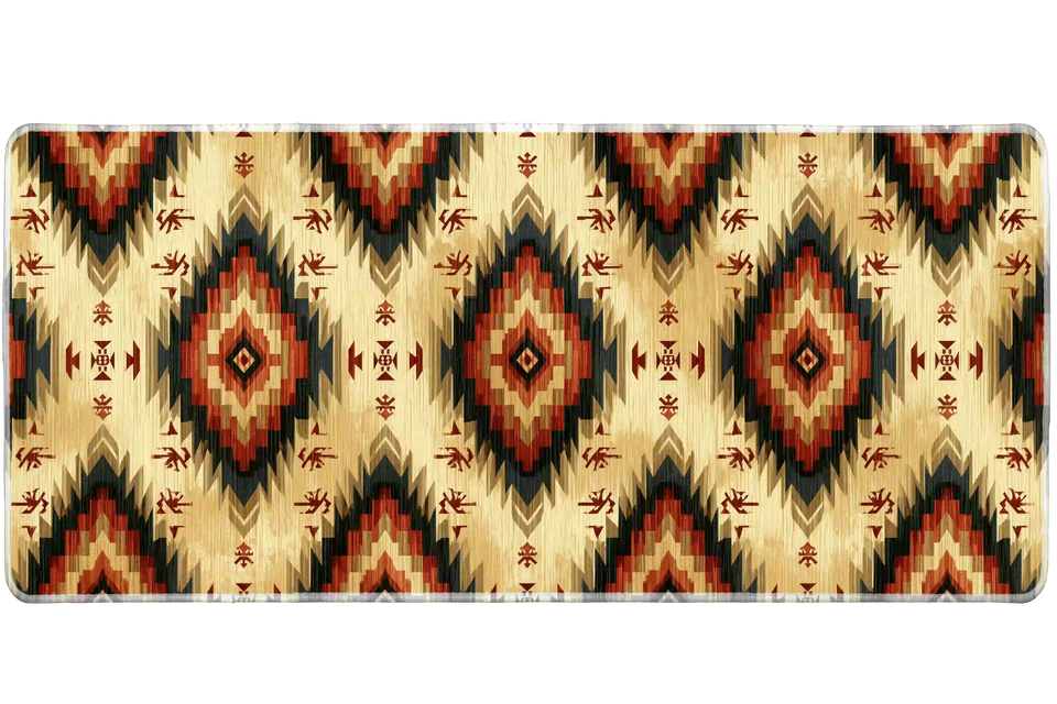 Southwestern Woven desk mat artwork in a wide product view