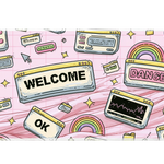 Y2K Retro Internet Pop desk mat artwork in a wide product view