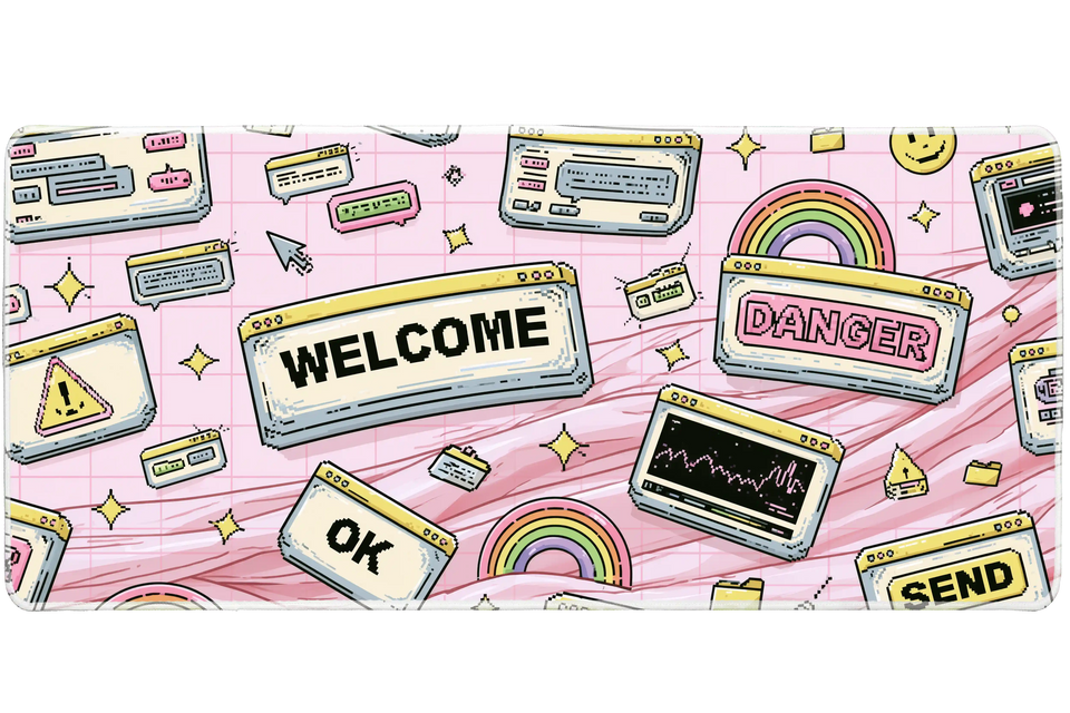 Y2K Retro Internet Pop – Kawaii Aesthetic desk mat and mouse pad by PrintMyPad