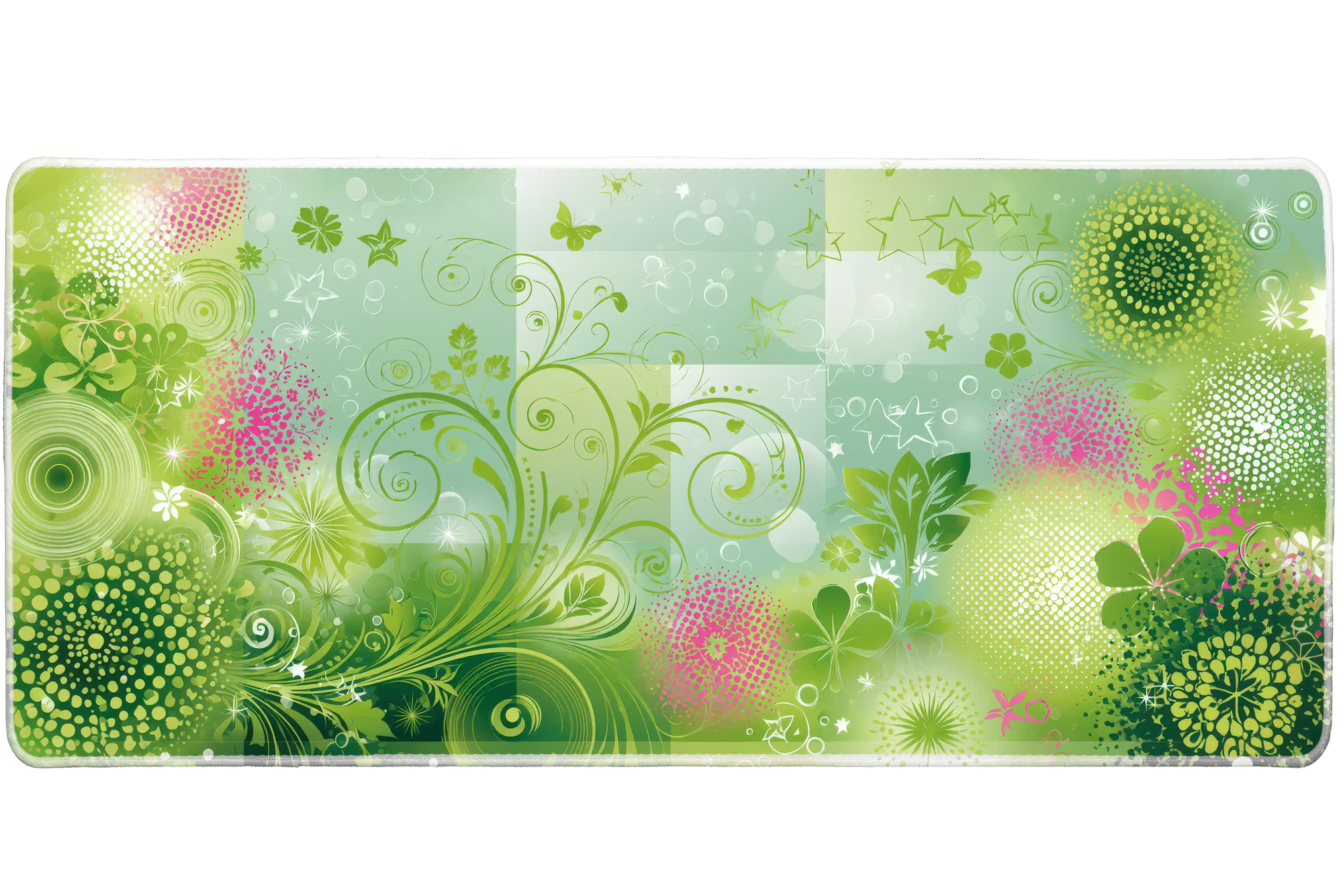 Y2K Floral Dream desk mat artwork in a wide product view