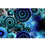 Y2K Blue Pop Art desk mat artwork in a wide product view