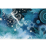 Y2K Blue Starburst desk mat artwork in a wide product view
