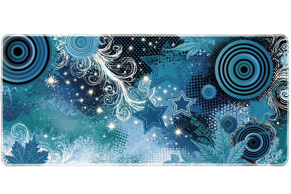Y2K Blue Starburst – Retro Aesthetic desk mat and mouse pad by PrintMyPad