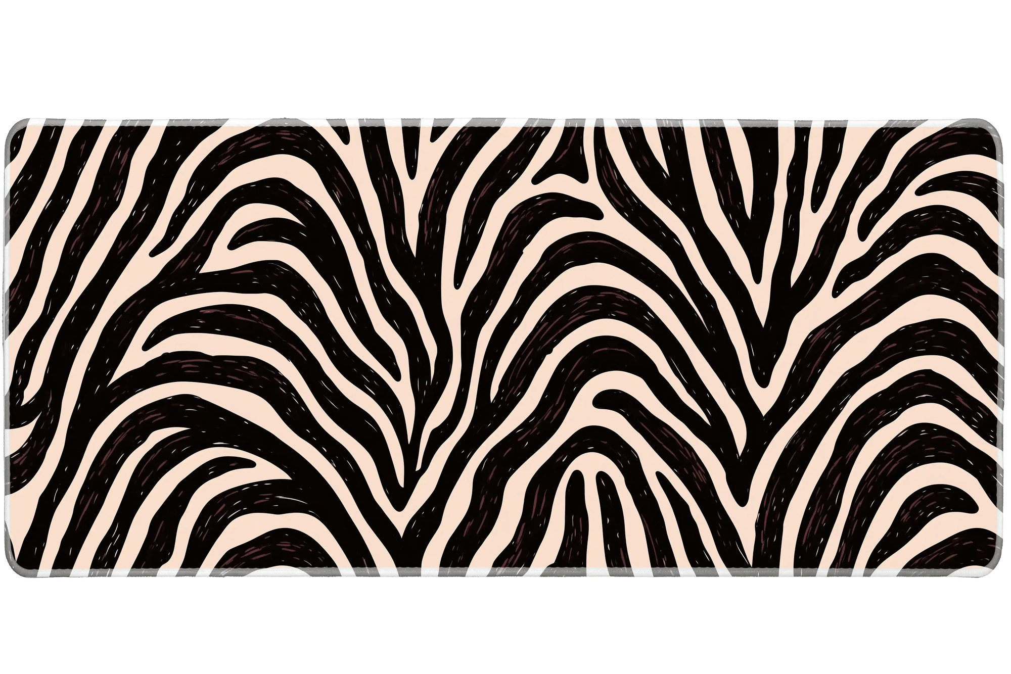 Neutral Zebra Print desk mat artwork in a wide product view