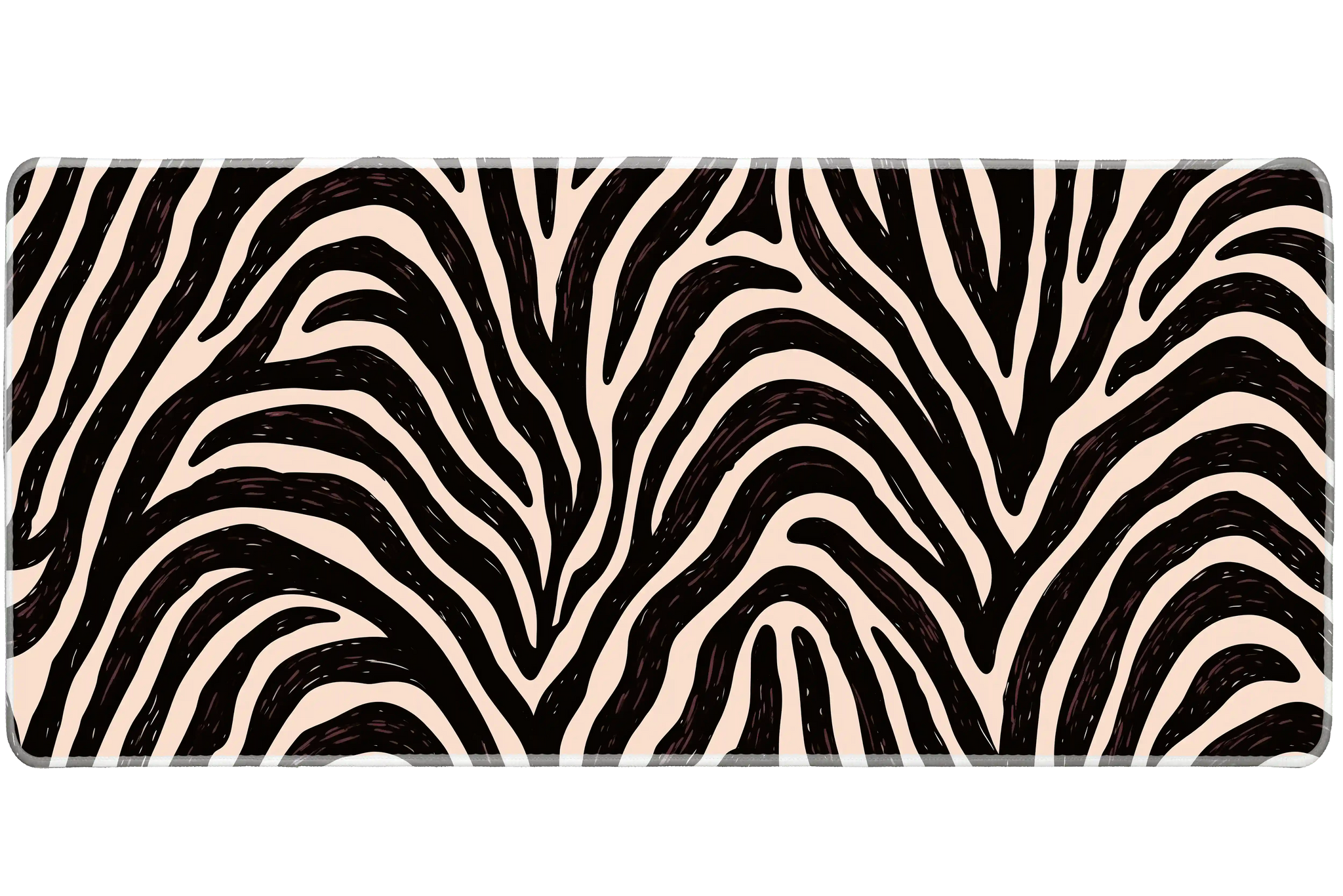 Neutral Zebra Print desk mat artwork in a wide product view