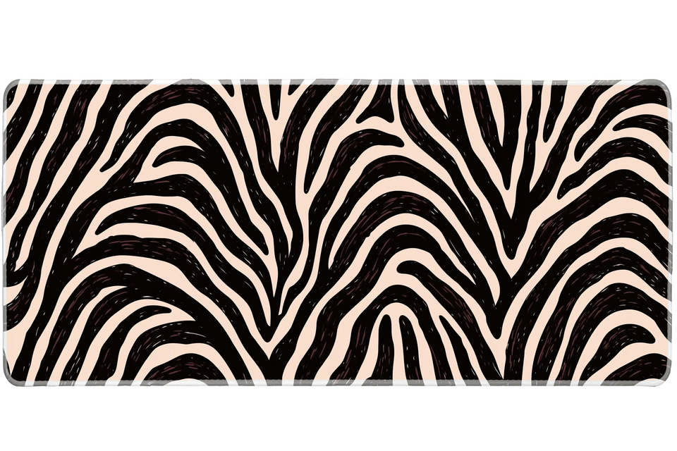 Neutral Zebra Print – Animal Pattern desk mat and mouse pad by PrintMyPad