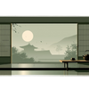 Zen Tea Room Desk Mat | Japanese Garden Mouse Pad artwork on an extended desk mat with quiet tea room and Japanese garden artwork