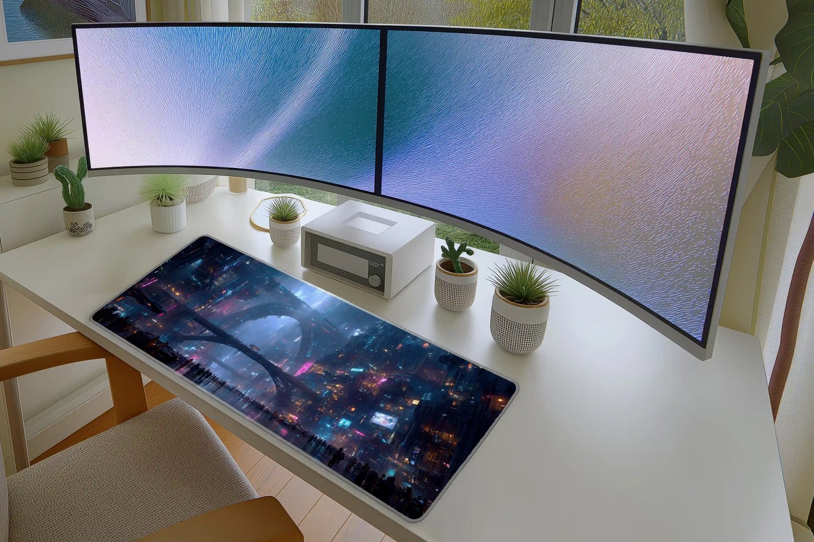 Futuristic Cyberpunk Cityscape Mousepad