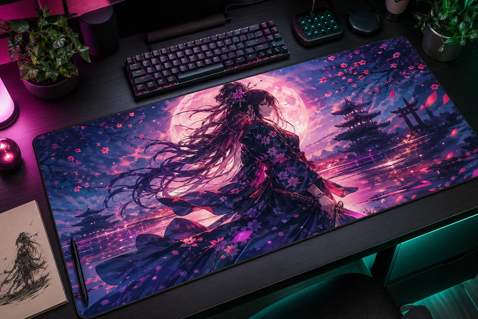 Anime-inspired custom desk mat example