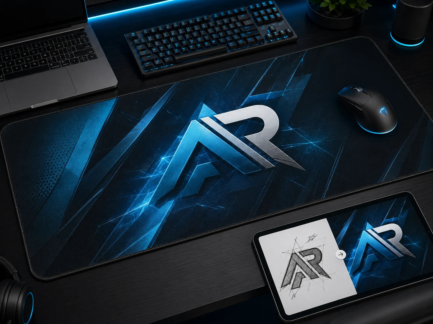Logo idea custom desk mat example