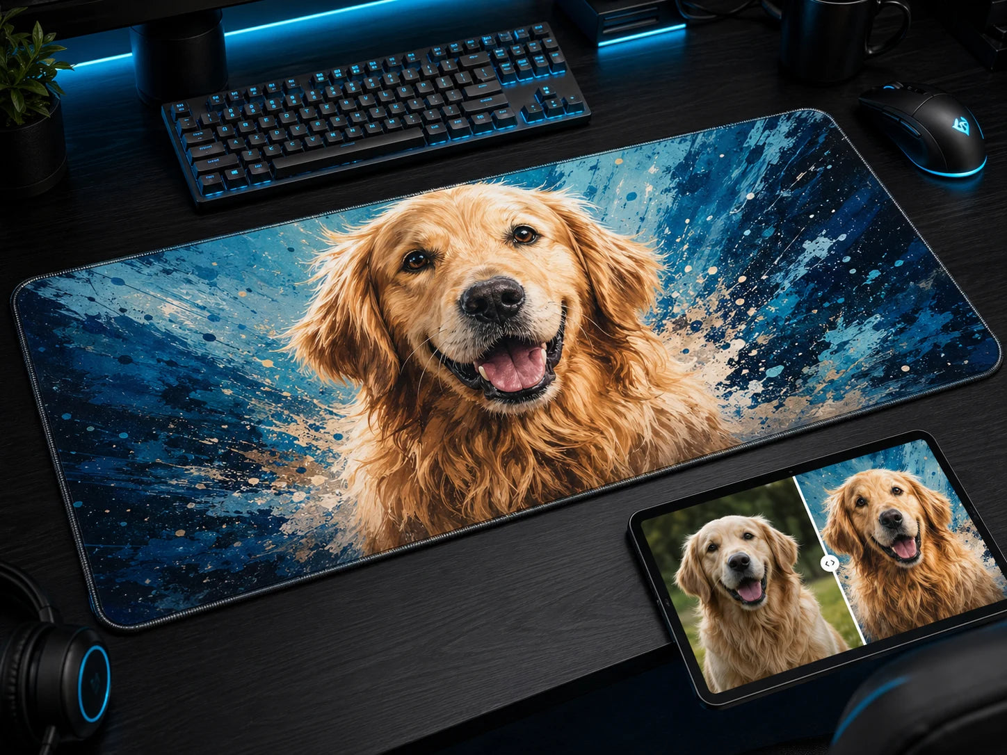 Pet photo custom desk mat example