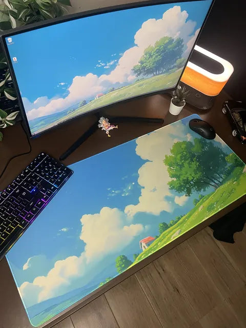 Finished custom desk mat photographed during final quality inspection